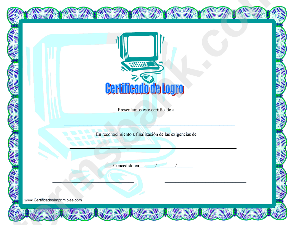Computer Certificate Of Achievement Template