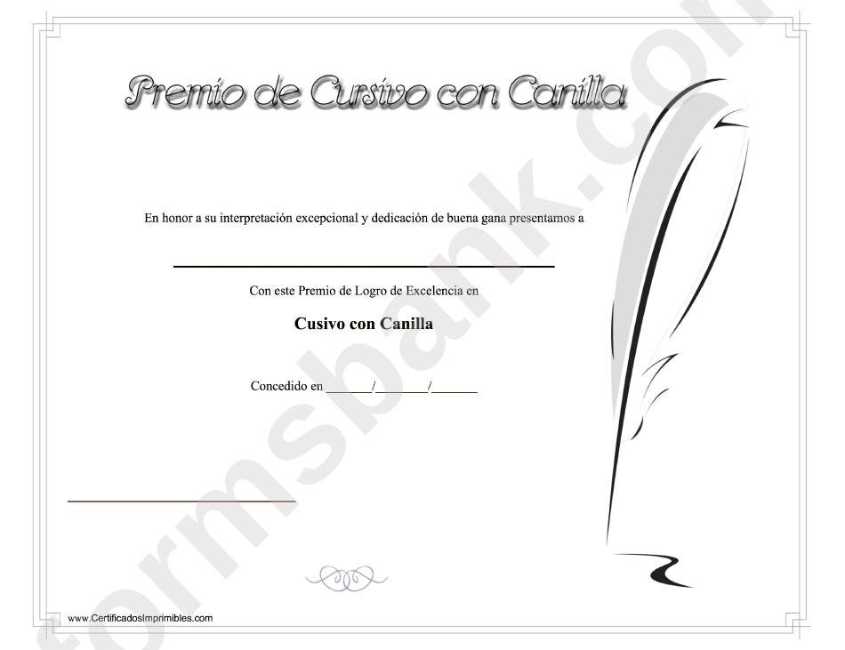Handwriting Skill Certificate Quill Pen Certificate Of Achievement Template