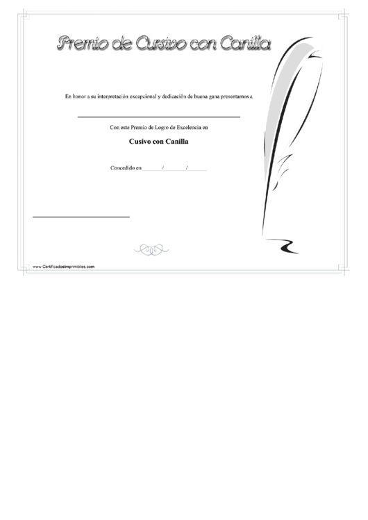 Handwriting Skill Certificate Quill Pen Certificate Of Achievement Template Printable pdf