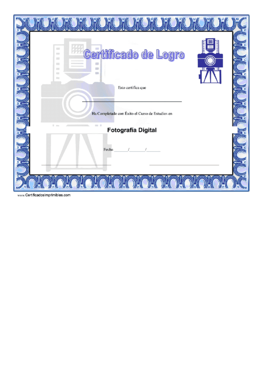 Photo Certificate Of Achievement Template Printable pdf