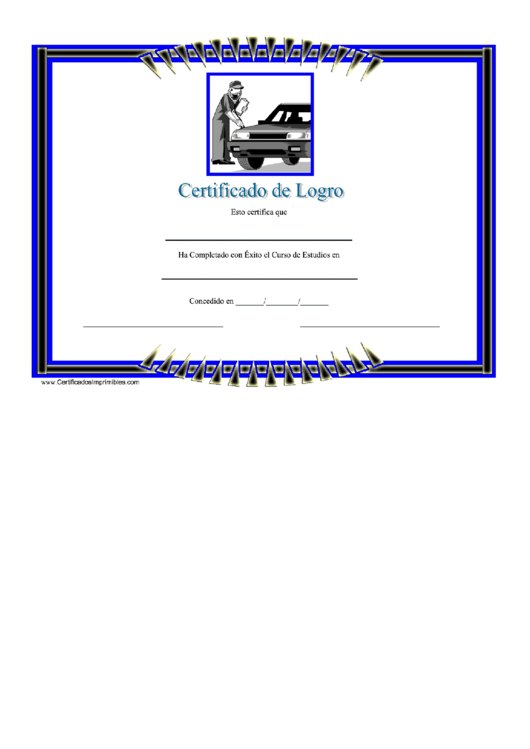 Mechanic Certificate Of Achievement Template Printable pdf