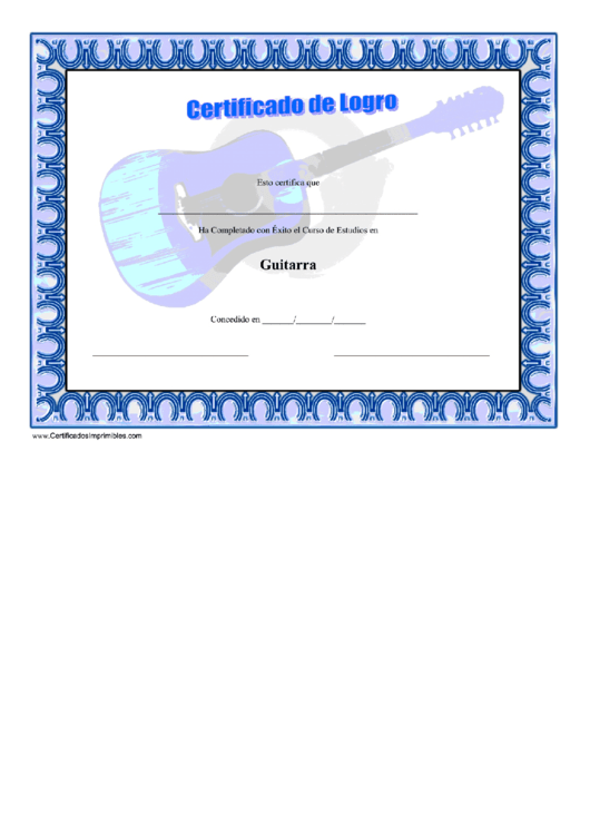 Guitar Certificate Of Achievement Template Printable pdf