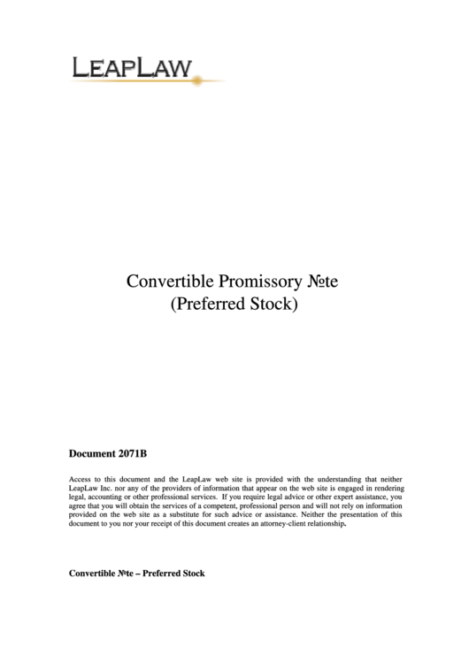 Convertible Promissory Note Printable pdf