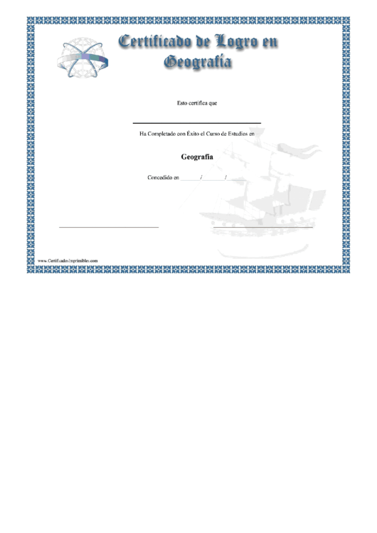 Geography Certificate Galleon Certificate Of Achievement Template Printable pdf