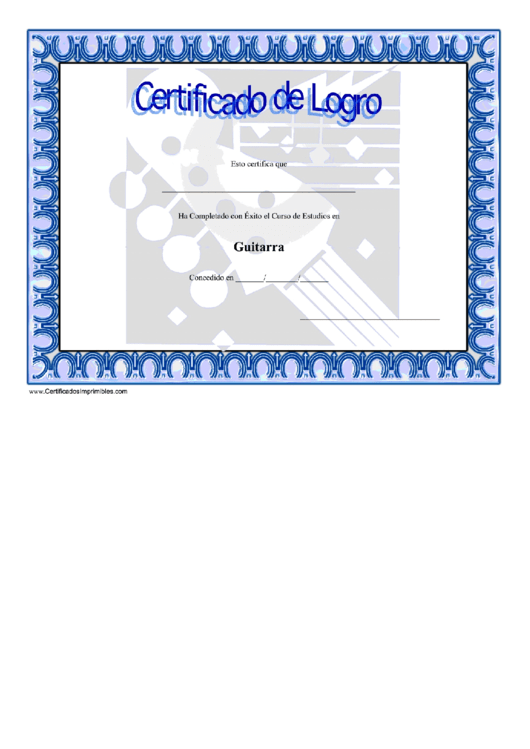 Electric Guitar Certificate Of Achievement Template Printable pdf