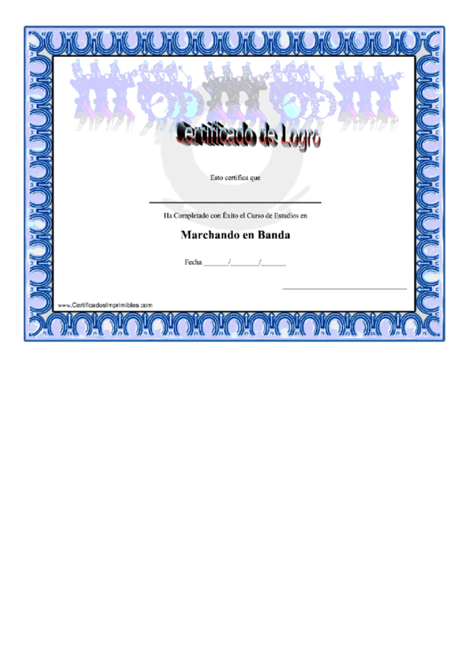 Marching Band Certificate Of Achievement Template Printable pdf
