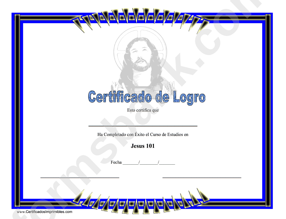 Christ Certificate Of Achievement Template
