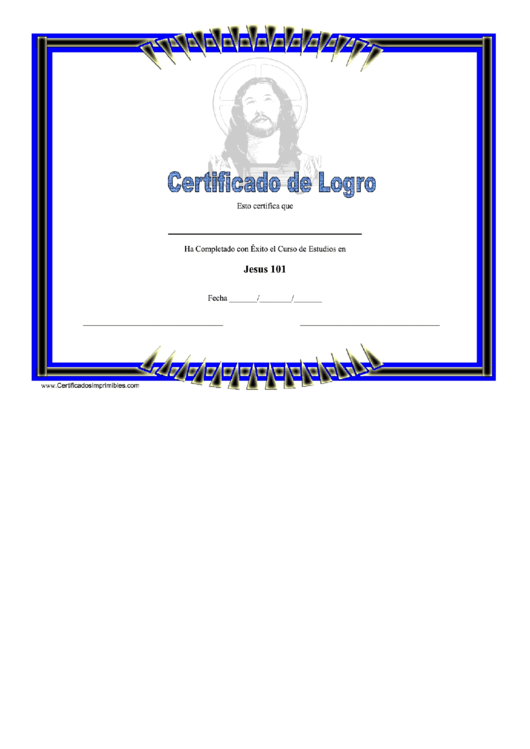 Christ Certificate Of Achievement Template Printable pdf