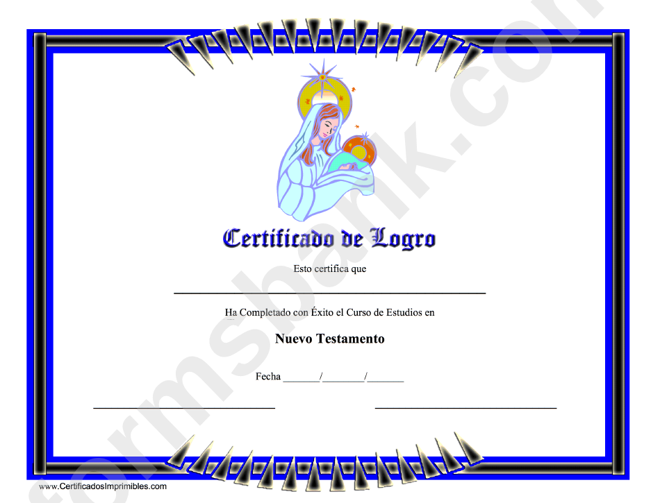 Christian Certificate Of Achievement Template