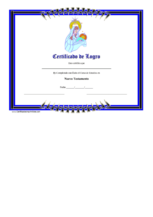 Christian Certificate Of Achievement Template Printable pdf