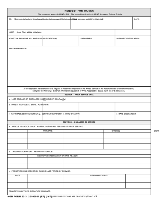 Request For Waiver Form printable pdf download