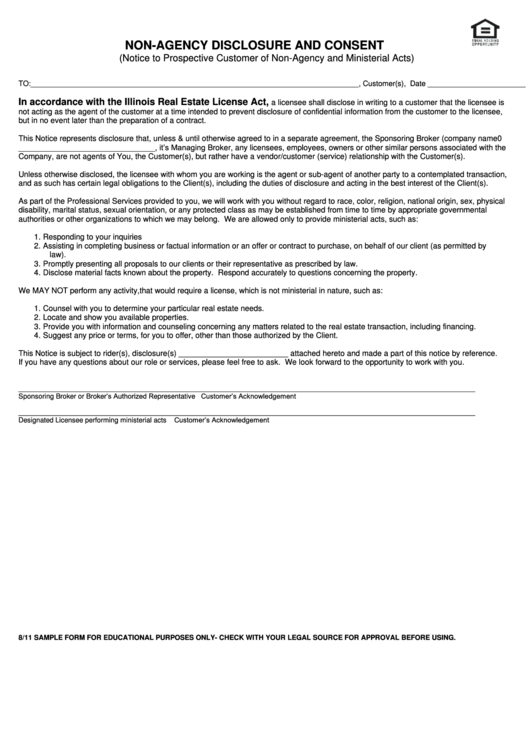 Non-Agency Disclosure And Consent Printable pdf