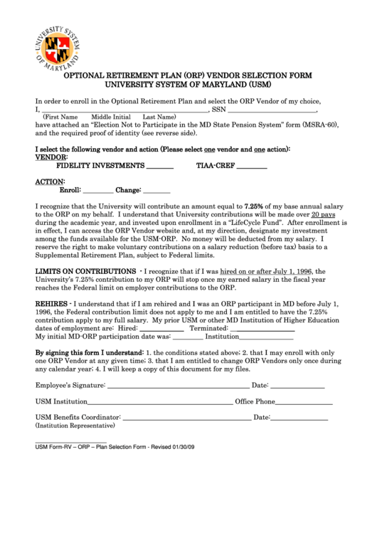 Vendor Selection Form Printable pdf