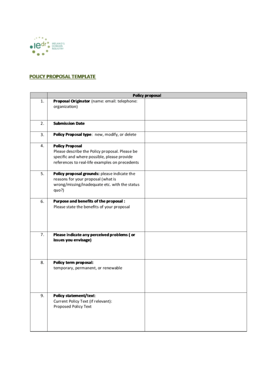 Policy Proposal Template Printable pdf