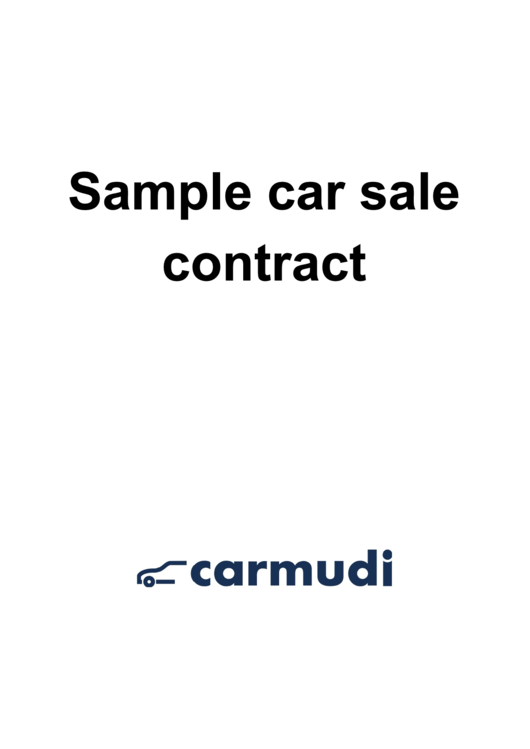 Sample Car Sale Contract Template