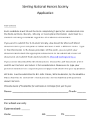 Sterling National Honors Society Application