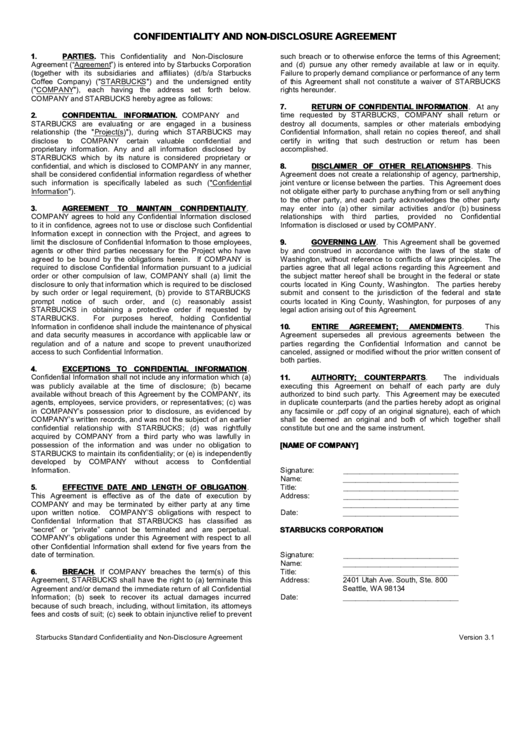 Confidentiality And Non-Disclosure Agreement Printable pdf