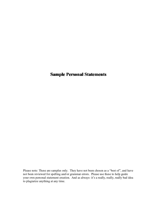 Sample Personal Statements Printable pdf