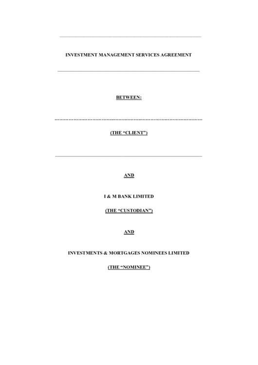 Investment Management Services Agreement Printable pdf