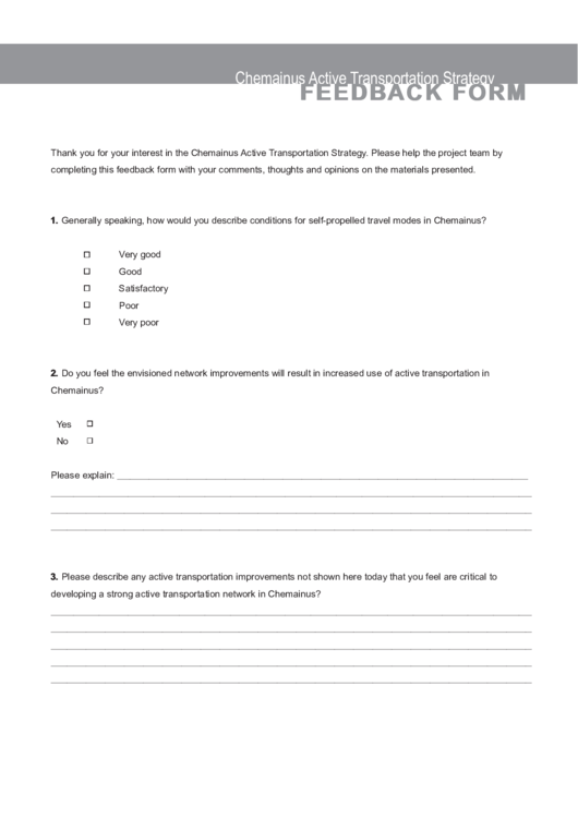 Feedback Form Printable pdf