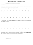 Paper Presentation Evaluation Form