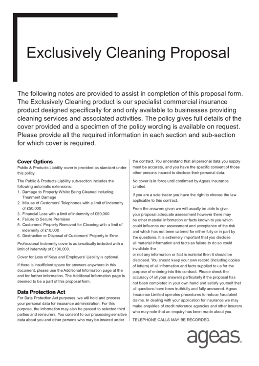Exclusively Cleaning Proposal Printable pdf