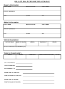 Bill Of Sale Template For Motor Vehicle