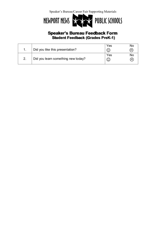 Student Feedback (Grades Prek-1) Printable pdf