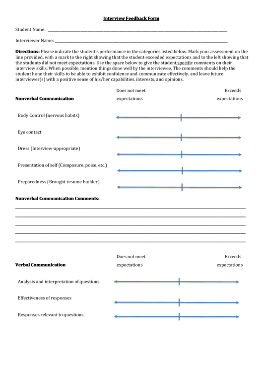 Interview Feedback Form Printable pdf