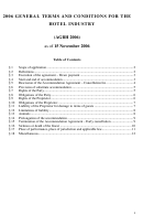 2006 General Terms And Conditions For The Hotel Industry Printable pdf