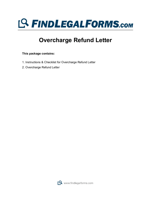 Overcharge Refund Letter Printable pdf