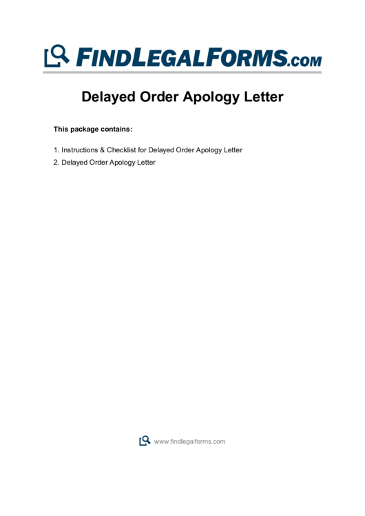 Delayed Order Apology Letter Printable pdf