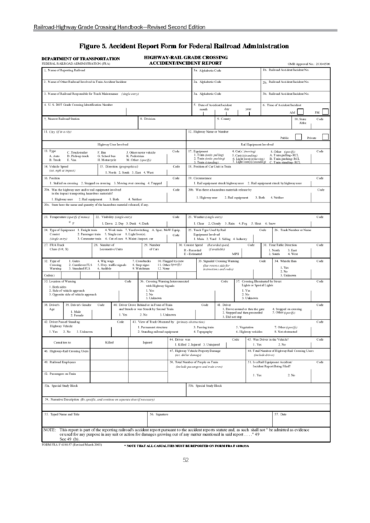 Accident Report Form For Federal Railroad Administration Printable pdf