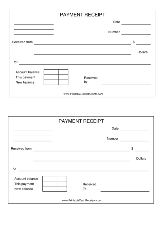 Payment Receipt Template Printable pdf