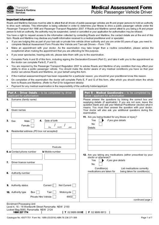 Fillable Nsw Medical Assessment Form Printable pdf