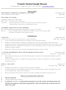 Transfer Student Sample Resume