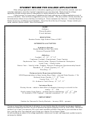 Sample Student Resume For College Applications