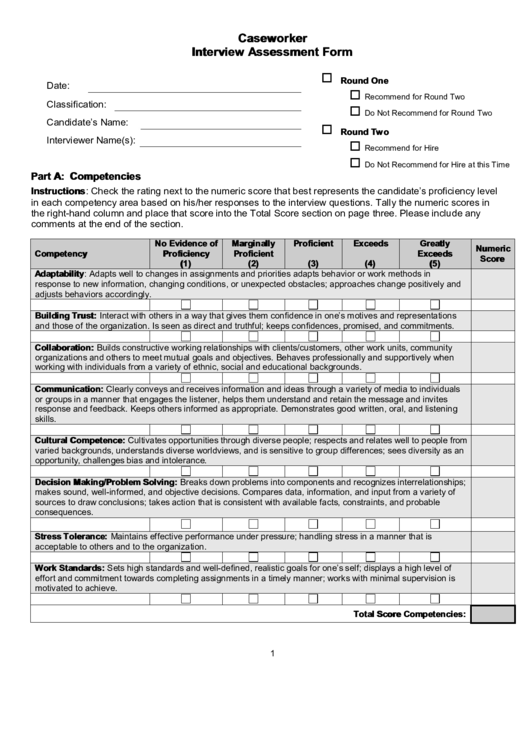 Caseworker Interview Assessment Form