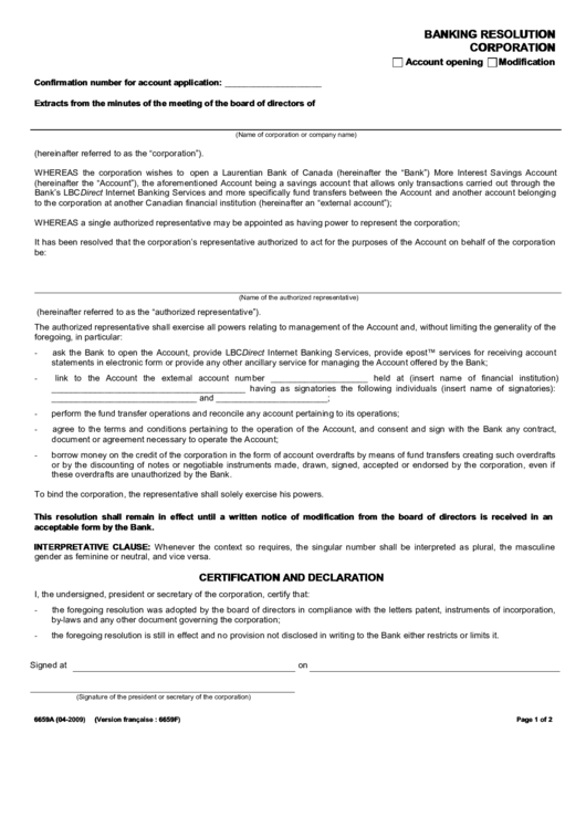Banking Resolution Corporation Printable pdf