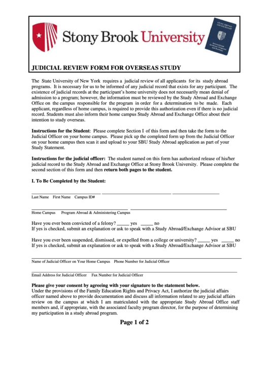 Judicial Review Form For Overseas Study Printable pdf
