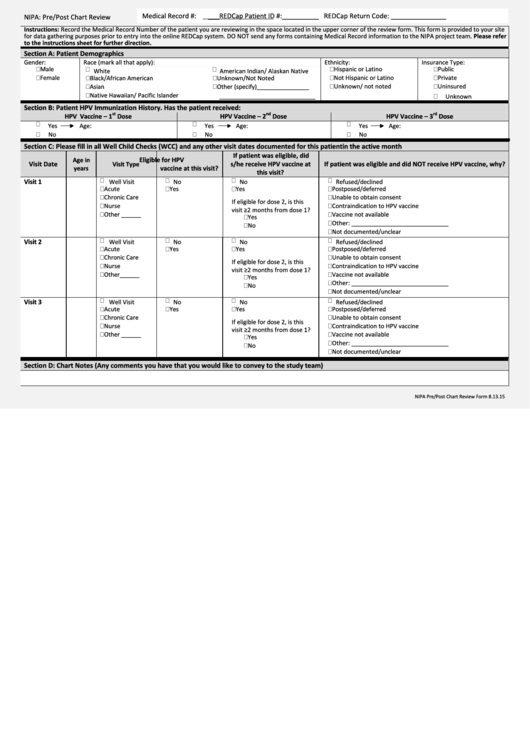 Pre/post Chart Review Medical Record Printable pdf