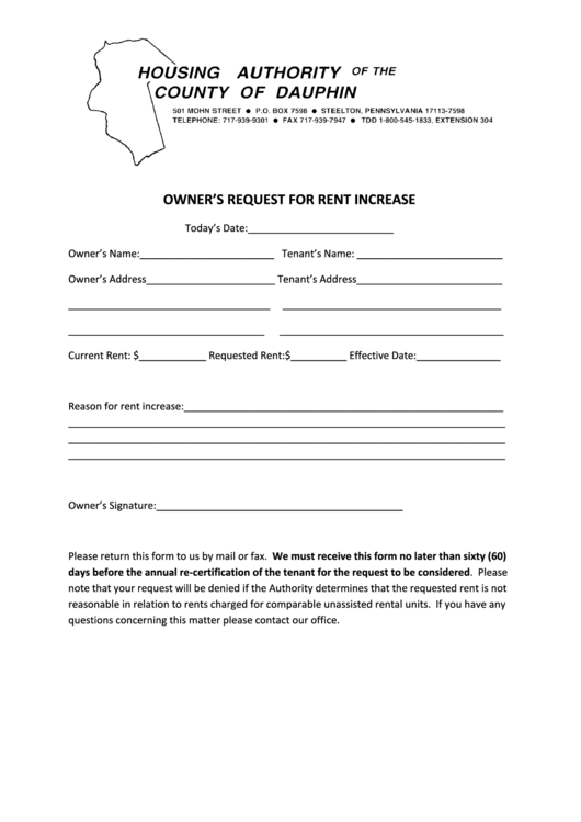 Landlord Rent Increase Form Printable Pdf Download