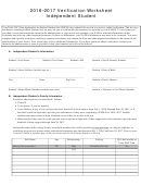 2016-2017 Verification Worksheet Independent Student Printable pdf