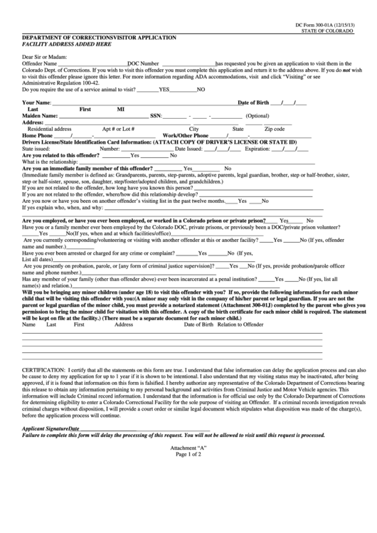 Printable Visitation Forms To See An Inmate In Florida Prison 
