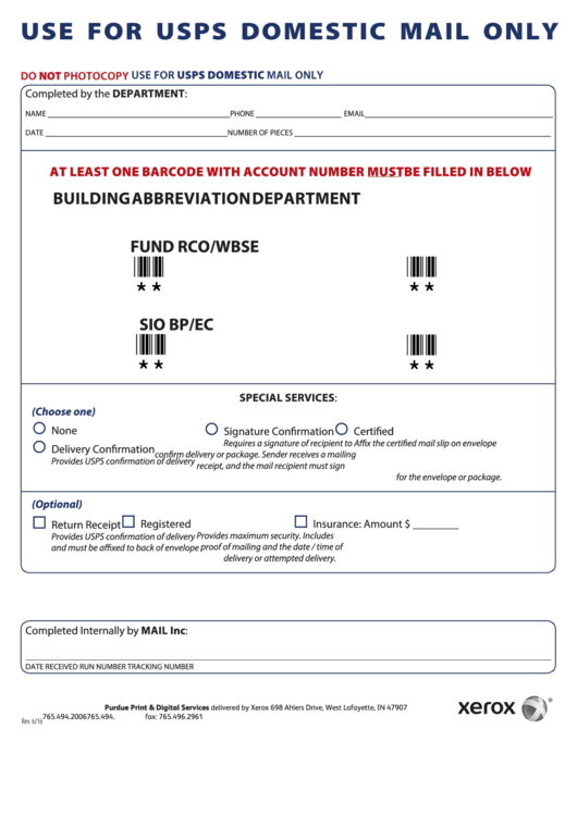 Fillable Usps Domestic Mail Form Printable pdf