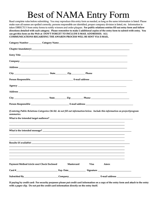 Best Of Nama Entry Form Printable pdf