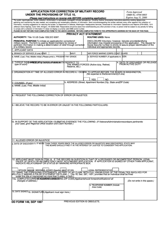 Top Dd Form 149 Templates Free To Download In PDF Format