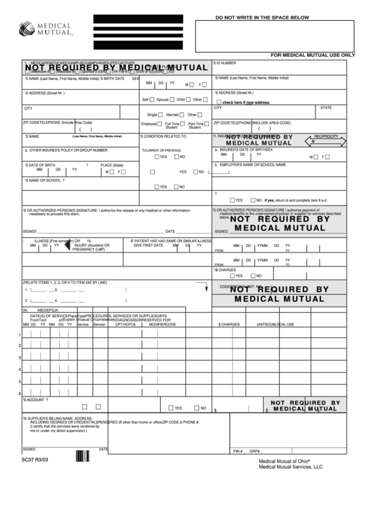 Medical Mutual Of Ohio Claim Form Printable pdf