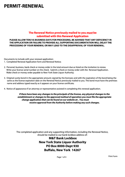 Fillable Permit Renewal Application Form Printable Pdf Download