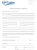 Refund Claim Form - City Of Fort Collins